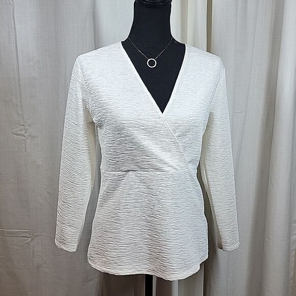 Ann Taylor Factory Off-White Faux Wrap VNeck Blouse - Picture 16 of 16